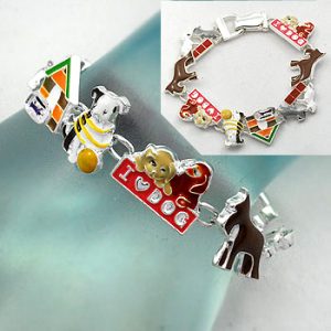 Puppy Love theme Bracelet- silver toned - Dog Gifts NZ