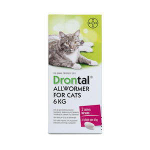 For Flea Tick And Worm: Drontal All Wormer For 6kg Cats 2 tablets