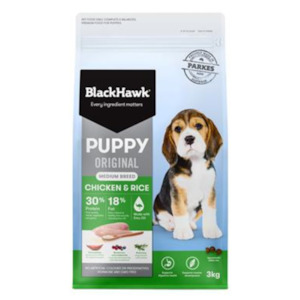 Black Hawk Dog Food: Black Hawk Puppy Medium Breed Chicken & Rice 3kg