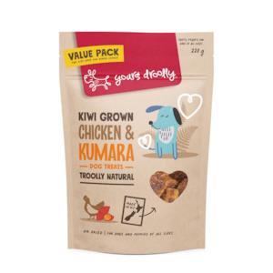 Dog Treats: Yours Droolly Kiwi Grown Treats - Chicken & Kumara - 220g