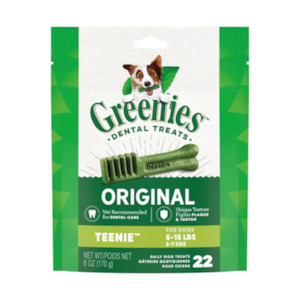 Dog Treats: Greenies Original Teenie Natural Dental Care Dog Treats, 170g (22 Treats)