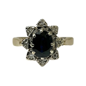 Products: 0.05Ct Diamond and Sapphire Ring in 9KT Yellow Gold - Dollar Dealers