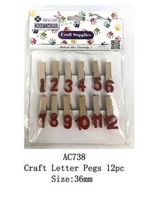 Craft Letter Pegs 12pc Size: 36mm - Dollar Mart And More