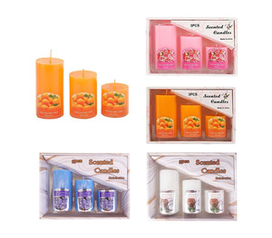 Scented Pillar Candle 3pcs Mixed - Dollar Mart $2 And More