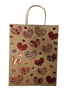 Shmick Natural Kraft Partyware: Kraft Gift Bag with Hearts 18x23