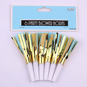 Luxe Blue: 6pk Blue Party Blower Horn