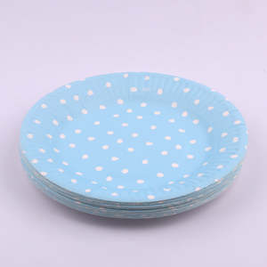 12pk 18cm Blue Dotty Paper Plates