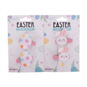 2pk Easter Hair Clip Bunny & Eggs
