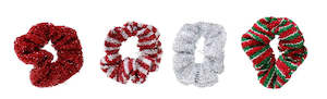 HAIR SCRUNCHIE METALLIC STRETCHY TINSEL Asst