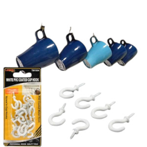 Kitchenware: White PVC Coated Cup Hooks 19mm 20pc