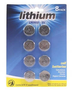 Batteries And Electrical: LITHIUM CR2032 BATTERY 8PK