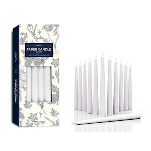 Candles And Incense: Taper Candle Unscented White 25cmx12pk