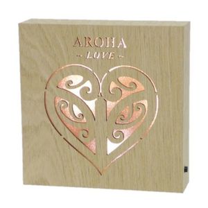 Aroha Love Wooden LED Block