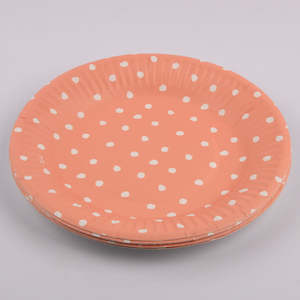 12pk 23cm Coral Dotty Paper Plates