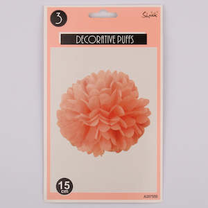 Luxe Coral: 3pk 15cm Coral Decorative Puffs