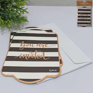 Gold Invitation Cards + Envelopes 6pk