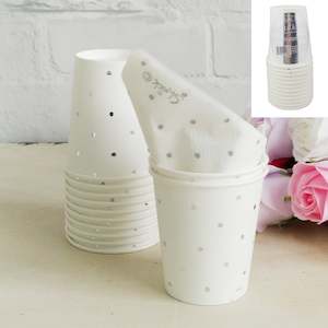 Shmick Sophisticates Gold Silver: Metallic Silver Dotty Paper Cup 12pk 200ml