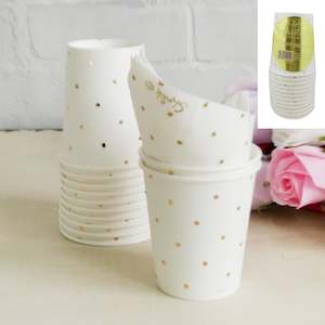 Metallic Gold Dotty Paper Cup 12pk 200ml