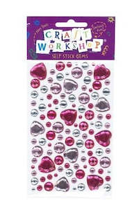 Craft Self Stick Gems Pink Hearts