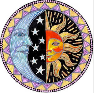 Diamond Art: Rhinestone Diamond Art Sun/Moon 30x30cm