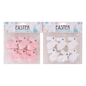 Easter: 6pc Flocked Bunnies 4.6cm