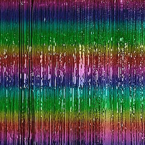 Party Decorations: Foil Tinsel Curtain 1m x 3m COLOURFUL