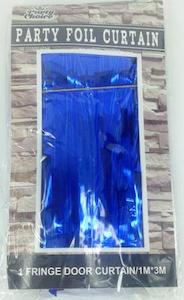 Party Decorations: Foil Tinsel Curtain 1m x 3m BLUE