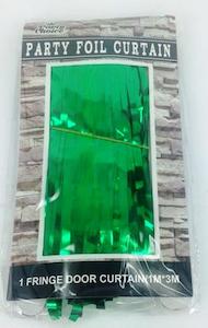 Party Decorations: Foil Tinsel Curtain 1m x 3m GREEN