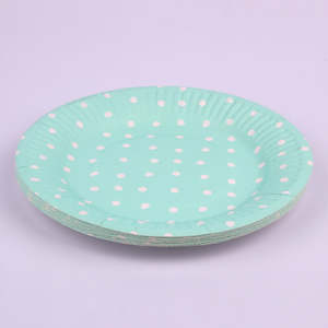 12pk 18cm Mint Dotty Paper Plates