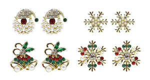 Jewellery: Christmas Pearl Stud Earrings Asst