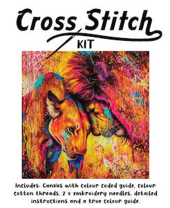 Cross Stitch: Cross Stitch 30x30cm Lions