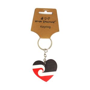 Keyring NZ Maori Flag Heart 6.5cm