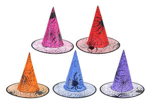Halloween 1: Witch Hat with Web and Spiders Asst