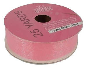 Organza Ribbon 2cm x 22.86m PASTEL PINK