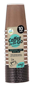 Coffee Cups Disp. W/Lids 10pk