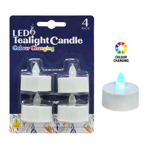 Candle LED Tealight Colour Changing 4 Pack