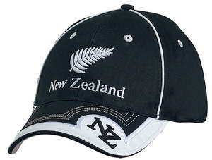 Kiwiana: Cap Blk Fern Embroidered Peak
