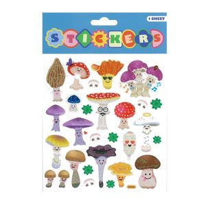 Stickers: Stickers Fun Glittery Mushrooms Asted 15*17cm