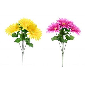 Artificial Plants: Gerbera Eucalyptus Bunch 5 Head 33cm 2 Assorted