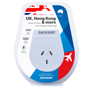 Travel Adapter: JACKSON Slim Outbound Travel Adaptor 1x USB-A And 1x USB-C Model: PTA8811USBMC