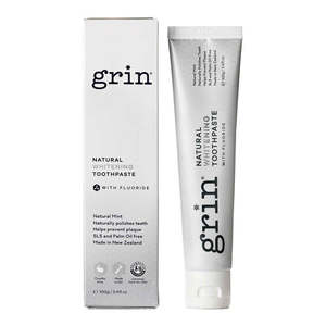 Toothpaste: Grin 100% Pure Natural Whitening Toothpaste 100g The Hermes of New Zealand Toothpaste