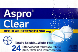 Aspro Clear Effervescent Tablets 24 Regular Strength 300 mg - Fast Relief