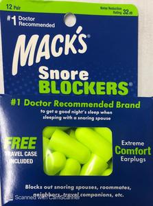 Snoring: Macks Snore Blockers Extreme comfort Earplugs Free Travel Case 12 pair