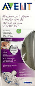 Avent Natural Glass Bottle - 240 ml BPA Free Anti-Colic Baby Bottle
