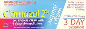 Pharmacist Only Medicines: Clomazol Vaginal Cream 2% for Vaginal Thrush Treatment - 20g Pharmacist Only Medicine