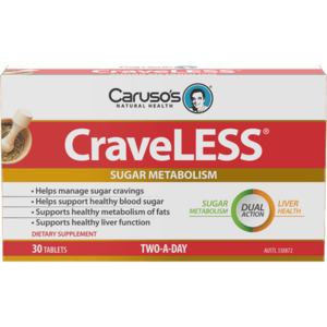 Diabetes Monitoring: Caruso's Craveless 30 Tablets - Health Solutions