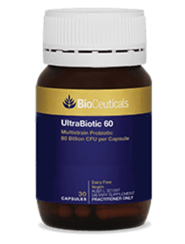 Bioceuticals UltraBiotic 60 Multistrain Probiotic 60 Billion CFU per Capsule