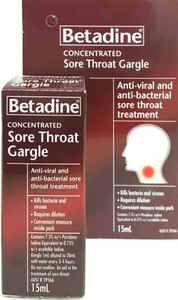 Betadine Concentrated Antiviral Sore Throat Treatment Gargle 15ml