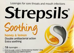 Cough And Cold: Strepsils Lemon Honey Lozenges 16 Pack (2 Pack) for Soothing Throat Relief