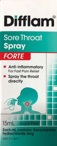 Cough And Cold: Difflam Throat Spray FORTE 15ML - Fast Relief for Sore Throat